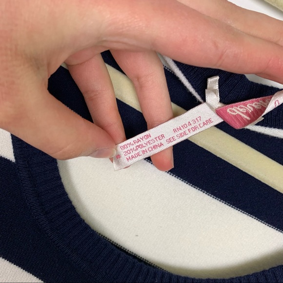 Derek Heart Scoop Neck Cap Sleeve Stripe Knit Top - Picture 7 of 12